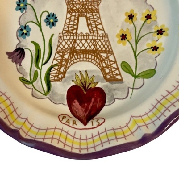 Kiln 4 Paris Eiffel Tower Hand Painted Plate French Folk Art Decor - Picture 4 of 6
